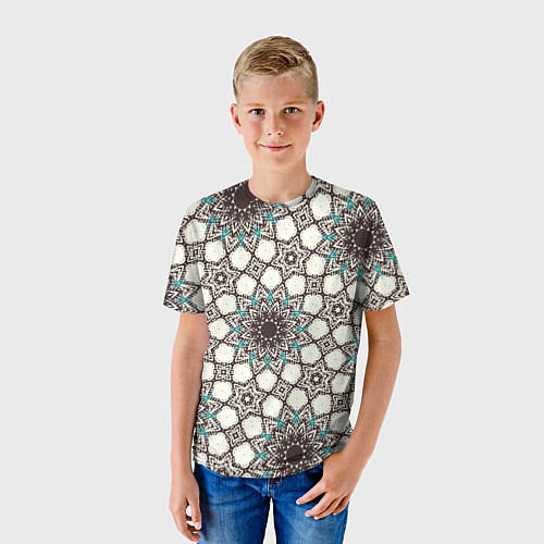 Детская футболка Калейдоскоп из цветочных звезд / 3D-принт – фото 3