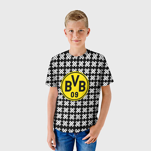 Детская футболка Borussia pattern geometry / 3D-принт – фото 3