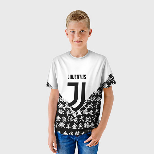 Детская футболка Juventus символы китайские / 3D-принт – фото 3