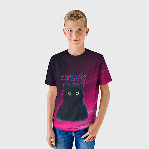 Детская футболка Окак мем с черным котом / 3D-принт – фото 3