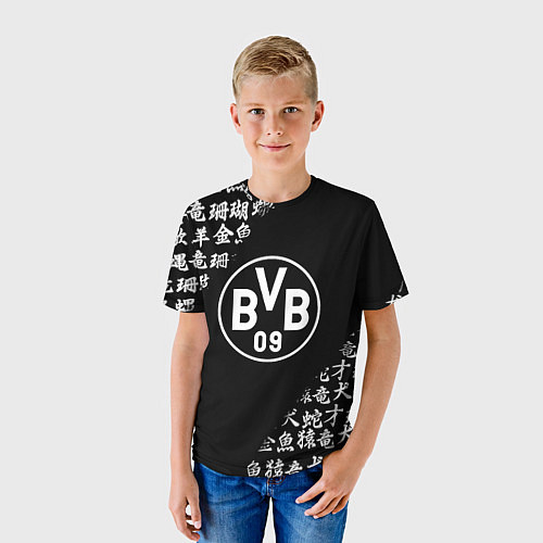 Детская футболка Borussia китайские символы текстура / 3D-принт – фото 3