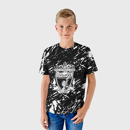 Детская футболка Ливерпуль белые штриха красок / 3D-принт – фото 3
