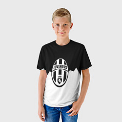 Футболка детская Ювентус черно белая геометрия, цвет: 3D-принт — фото 2