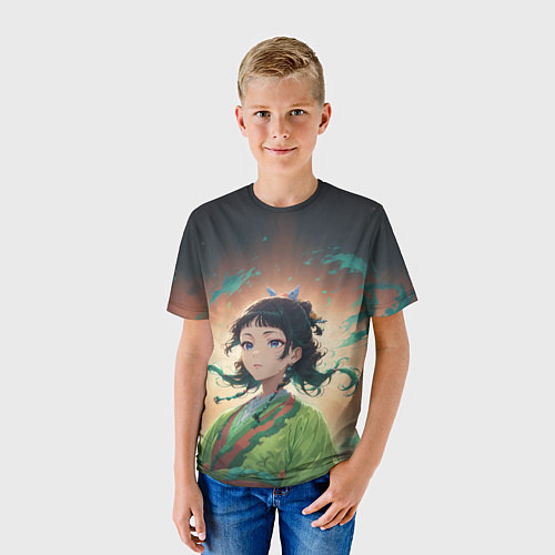 Детская футболка Маомао на фоне облаков / 3D-принт – фото 3