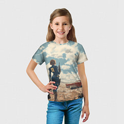 Футболка детская Fallout девушка в пустоши, цвет: 3D-принт — фото 2