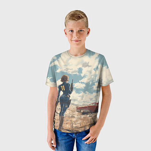 Детская футболка Fallout девушка в пустоши / 3D-принт – фото 3