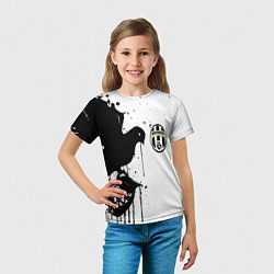 Футболка детская Ювентус черная птица краски, цвет: 3D-принт — фото 2