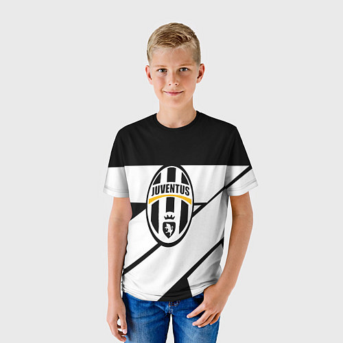 Детская футболка Ювентус полосы геометрия линии / 3D-принт – фото 3
