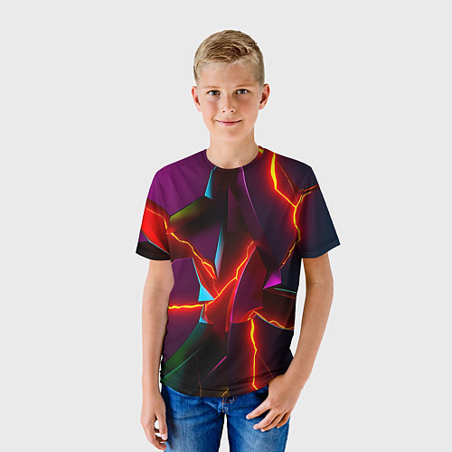 Детская футболка Fractures multicolored tiles / 3D-принт – фото 3