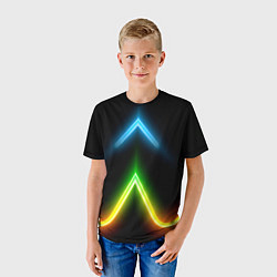 Футболка детская Neon multicolored lines, цвет: 3D-принт — фото 2