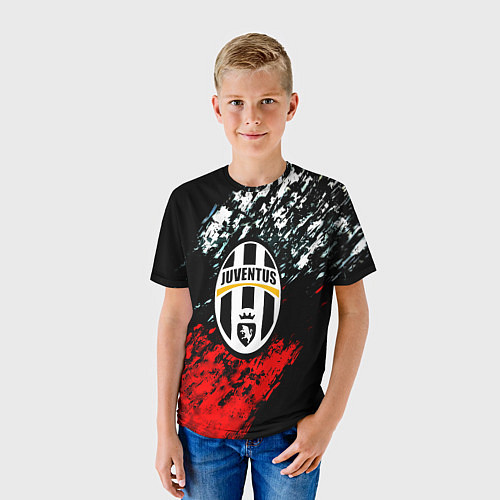Детская футболка Juventus краски штрихи текстура / 3D-принт – фото 3