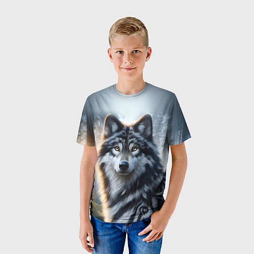 Детская футболка Морда волка - Россия / 3D-принт – фото 3