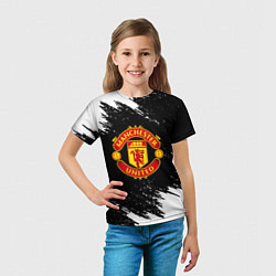 Футболка детская Манчестер Юнайтед белые краски, цвет: 3D-принт — фото 2