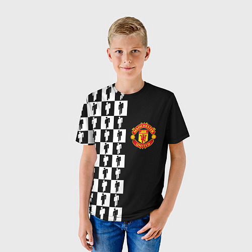Детская футболка Манчестер Юнайтед текстура люди / 3D-принт – фото 3