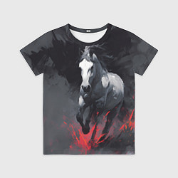 Футболка детская Белая лошадь на фоне мазков краски, цвет: 3D-принт