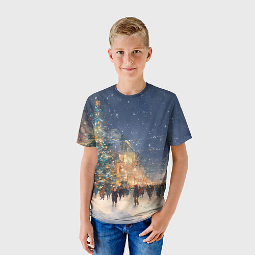 Детская футболка Новый год в Москве новогодняя елка / 3D-принт – фото 3
