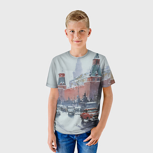 Детская футболка Старинная Москва - новый год / 3D-принт – фото 3