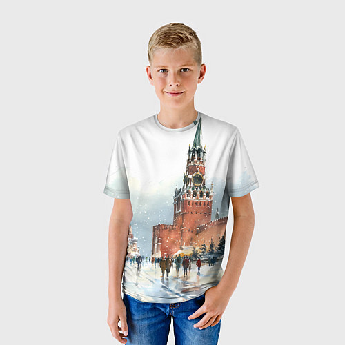 Детская футболка Новогодний Кремль / 3D-принт – фото 3