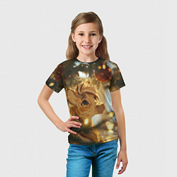 Футболка детская Лошадка любуется елочным шаром, цвет: 3D-принт — фото 2