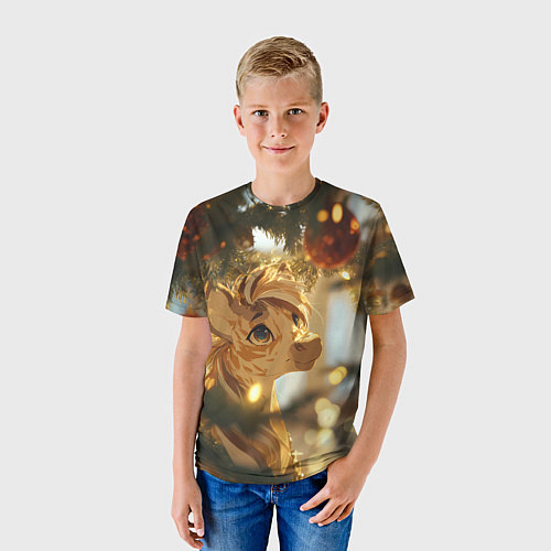 Детская футболка Лошадка любуется елочным шаром / 3D-принт – фото 3