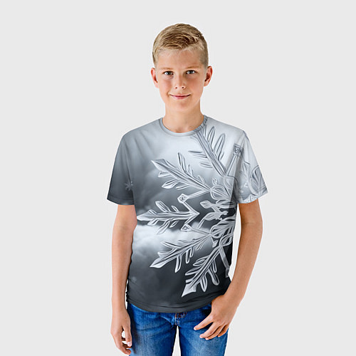 Детская футболка Снежинка на черно белое / 3D-принт – фото 3