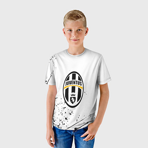 Детская футболка Ювентус черные краски всплеск / 3D-принт – фото 3