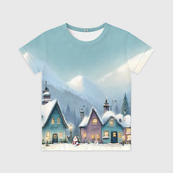 Футболка детская Новогодние дома, цвет: 3D-принт
