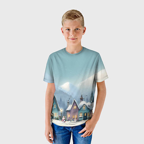 Детская футболка Новогодние дома / 3D-принт – фото 3