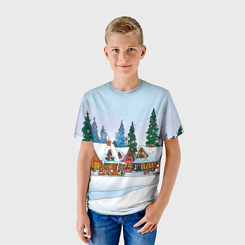 Детская футболка Новогодник дворик / 3D-принт – фото 3