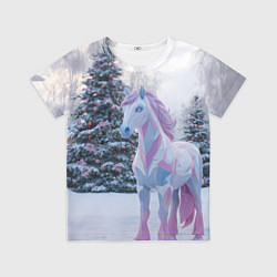 Футболка детская Геометрическая новогодняя лошадка, цвет: 3D-принт