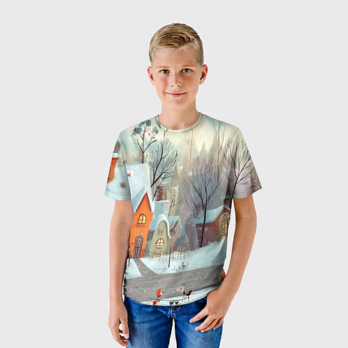 Детская футболка Милый новогодний дворик / 3D-принт – фото 3