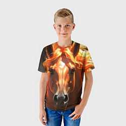 Футболка детская Портрет огненной лошади, цвет: 3D-принт — фото 2