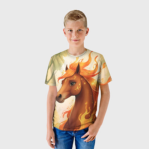 Детская футболка Милая огненная лошадь / 3D-принт – фото 3