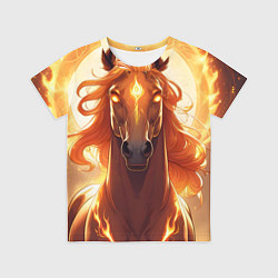 Футболка детская Огненная лошадь в свечении, цвет: 3D-принт