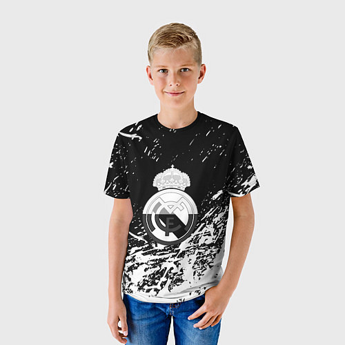 Детская футболка Реал Мадрид краски текстура / 3D-принт – фото 3