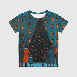 Футболка детская Люди встречают новый год во дворе, цвет: 3D-принт