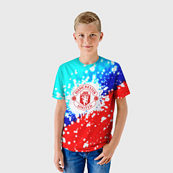 Футболка детская Манчестер Юнайтед неон, цвет: 3D-принт — фото 2