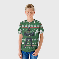 Футболка детская Веном в вязаном свитере - новый год, цвет: 3D-принт — фото 2