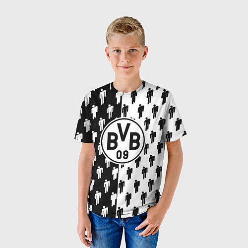 Детская футболка Borussia черно белые люди / 3D-принт – фото 3
