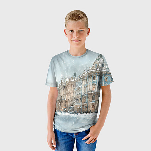 Детская футболка Снежный день в Санкт-Петербурге / 3D-принт – фото 3