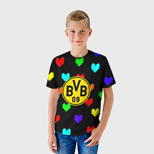Детская футболка Borussia сердца паттерн / 3D-принт – фото 3