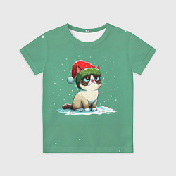Футболка детская Новогодний мем котик, цвет: 3D-принт