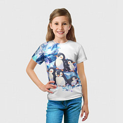 Футболка детская Пингвины и лёд, цвет: 3D-принт — фото 2