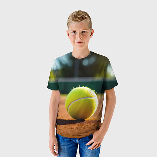 Детская футболка Теннисный мяч на закате / 3D-принт – фото 3