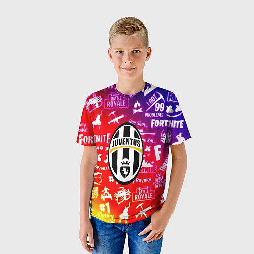 Детская футболка Фортнайт ювентус градиент / 3D-принт – фото 3