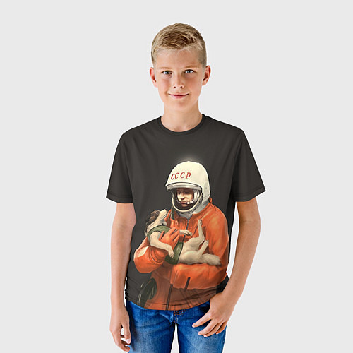 Детская футболка Гагарин с лайкой / 3D-принт – фото 3