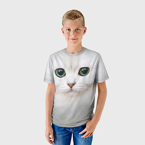 Детская футболка Белый котик / 3D-принт – фото 3