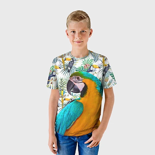 Детская футболка Летний попугай / 3D-принт – фото 3