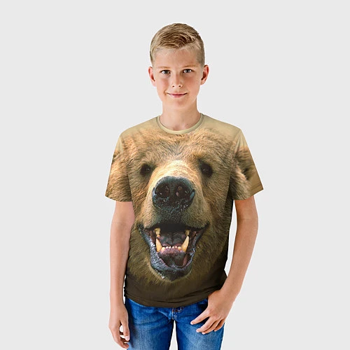 Детская футболка Взгляд медведя / 3D-принт – фото 3