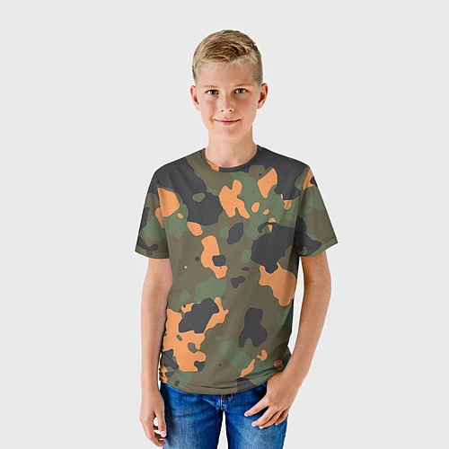 Детская футболка Камуфляж: хаки/оранжевый / 3D-принт – фото 3